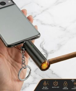 Flameless Electric Lighter Blow-Activated Smart Sensor Mini Keychain Igniter Coil Type-C Rechargeable Lighter Eletric Rechargable lighter -TurboTech Co
