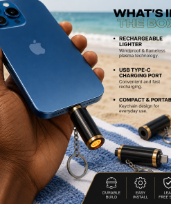 Flameless Electric Lighter Blow-Activated Smart Sensor Mini Keychain Igniter Coil Type-C Rechargeable Lighter Eletric Rechargable lighter -TurboTech Co