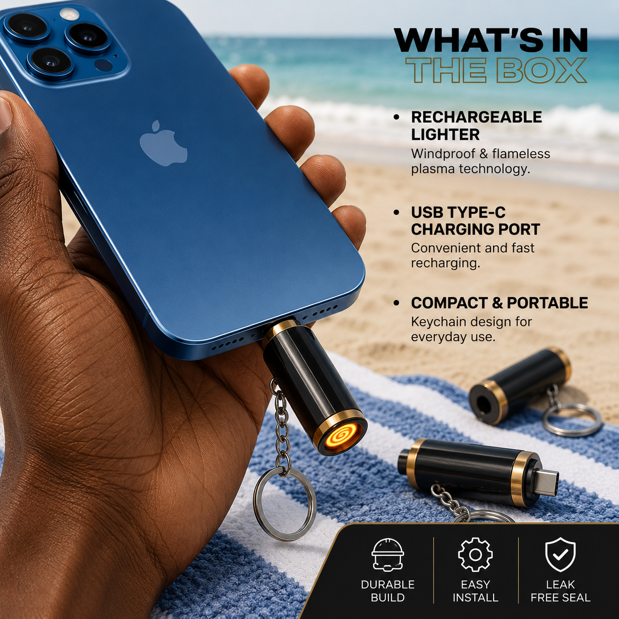 Flameless Electric Lighter Blow-Activated Smart Sensor Mini Keychain Igniter Coil Type-C Rechargeable Lighter Eletric Rechargable lighter -TurboTech Co